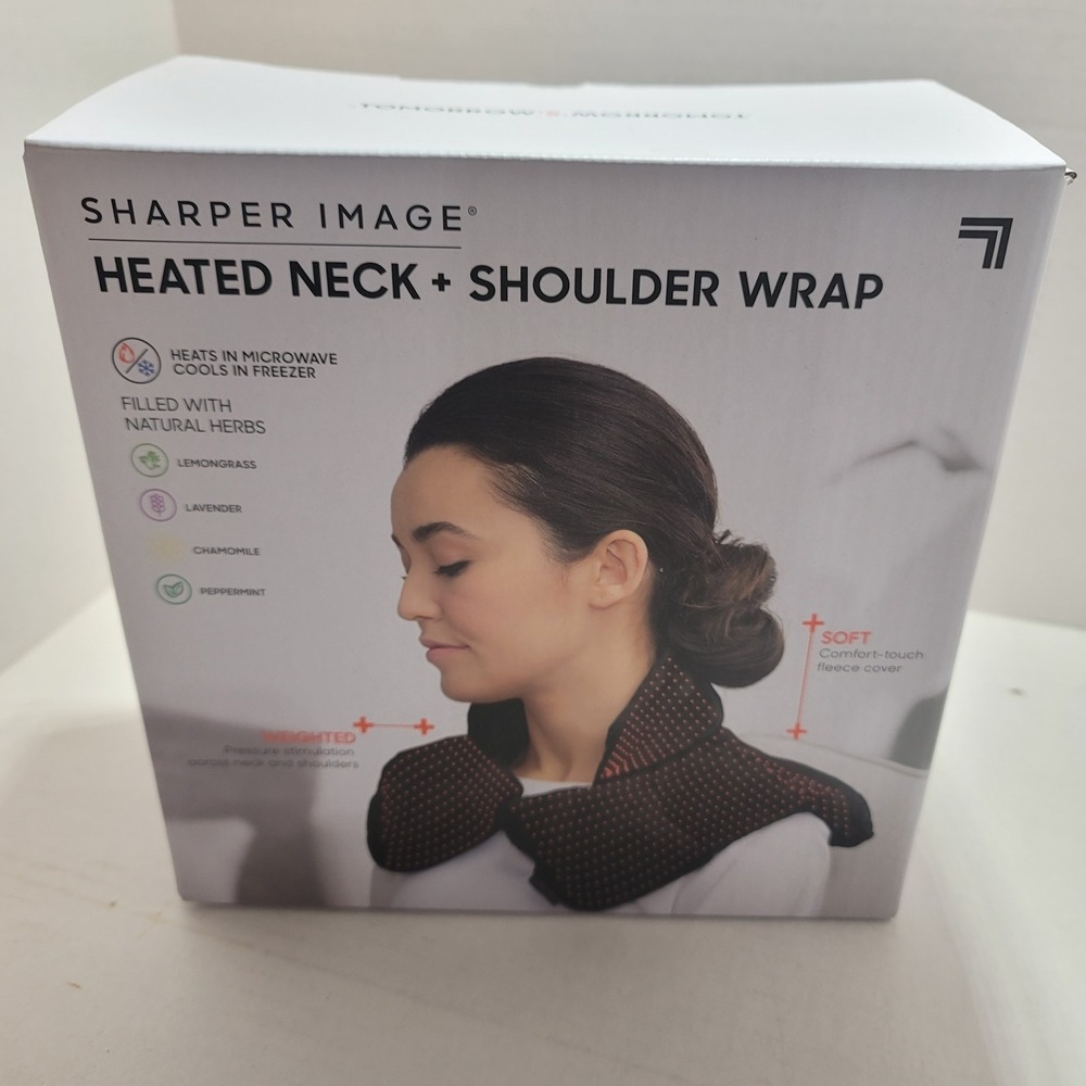 Sharper Image Heated Neck Shoulder Wrap Black Hot Cold Therapy